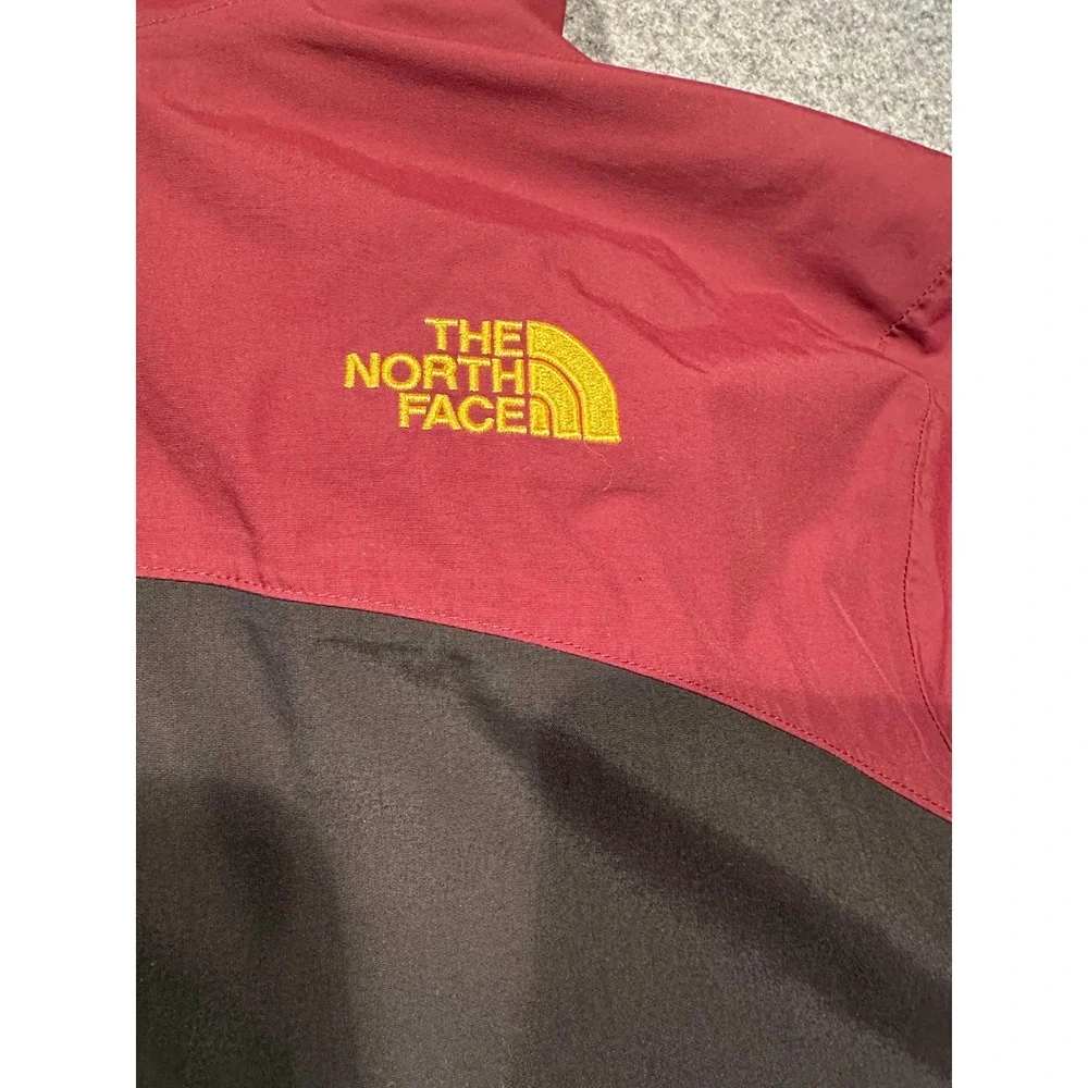 The North Face Mens XL Hooded Fleece Lined Jacket Burgundy Black Colorblock